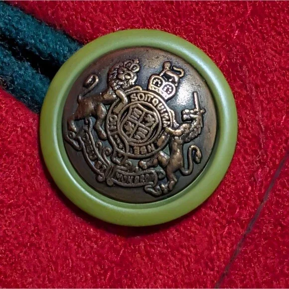 Searle Vintage Red-Orange Wool Coat Hooded Double Breasted Lined size 40 / 10 US - Picture 9 of 10